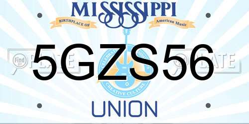 5GZS56 Mississippi License Plate