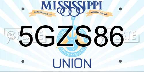5GZS86 Mississippi License Plate
