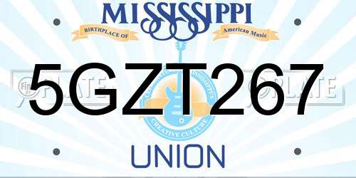 5GZT267 Mississippi License Plate