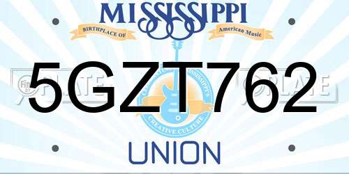 5GZT762 Mississippi License Plate