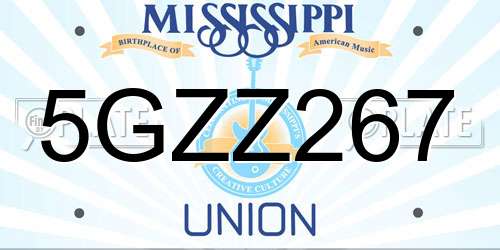 5GZZ267 Mississippi License Plate