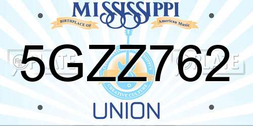 5GZZ762 Mississippi License Plate