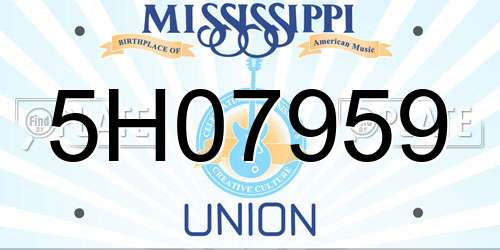 5H07959 Mississippi License Plate