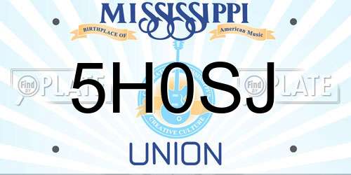 5H0SJ Mississippi License Plate