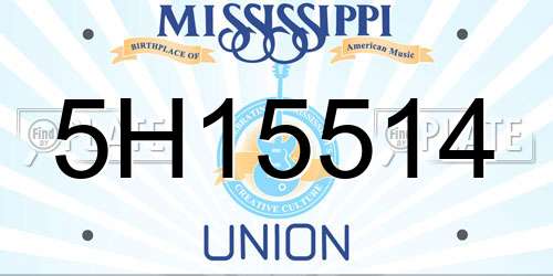 5H15514 Mississippi License Plate