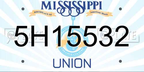 5H15532 Mississippi License Plate
