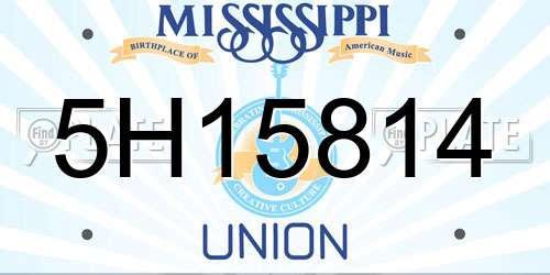5H15814 Mississippi License Plate