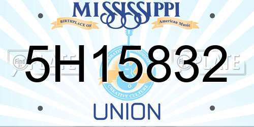 5H15832 Mississippi License Plate