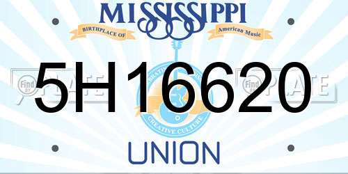 5H16620 Mississippi License Plate