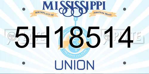 5H18514 Mississippi License Plate