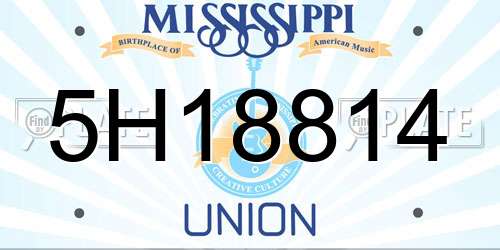 5H18814 Mississippi License Plate