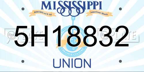5H18832 Mississippi License Plate