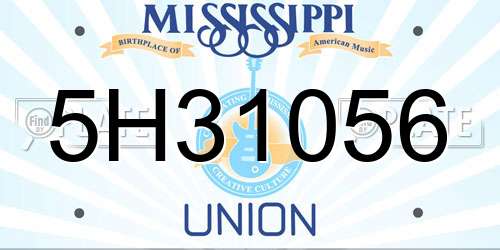 5H31056 Mississippi License Plate