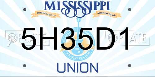5H35D1 Mississippi License Plate