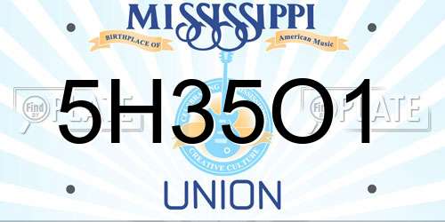 5H35O1 Mississippi License Plate