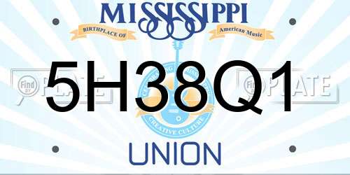5H38Q1 Mississippi License Plate