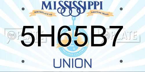 5H65B7 Mississippi License Plate