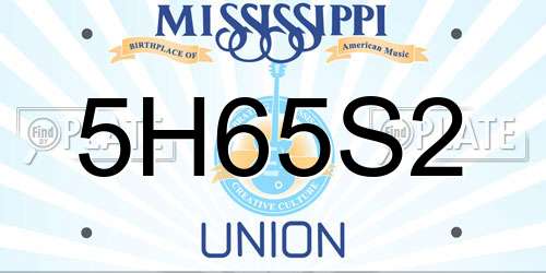 5H65S2 Mississippi License Plate