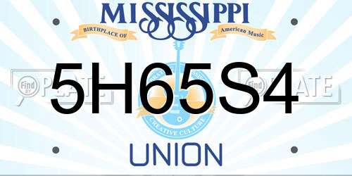 5H65S4 Mississippi License Plate