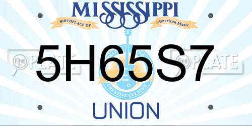 5H65S7 Mississippi License Plate