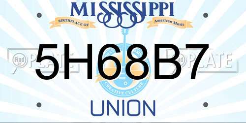 5H68B7 Mississippi License Plate