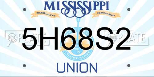 5H68S2 Mississippi License Plate
