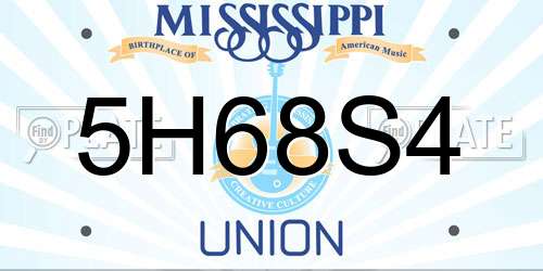 5H68S4 Mississippi License Plate