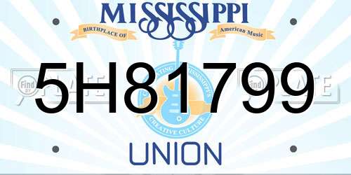 5H81799 Mississippi License Plate