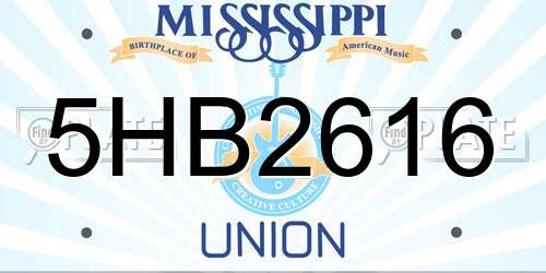 5HB2616 Mississippi License Plate