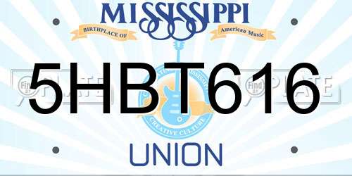 5HBT616 Mississippi License Plate
