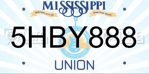 5HBY888 Mississippi License Plate