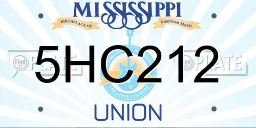 5HC212 Mississippi License Plate