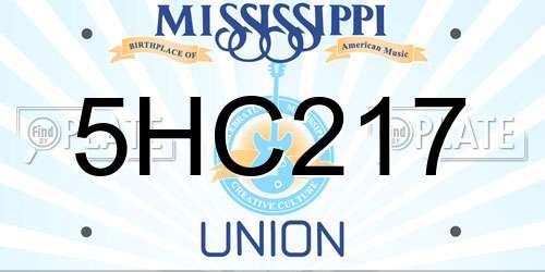 5HC217 Mississippi License Plate