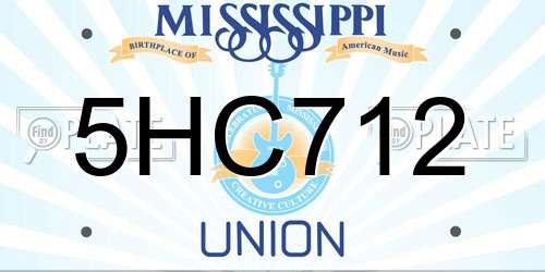5HC712 Mississippi License Plate