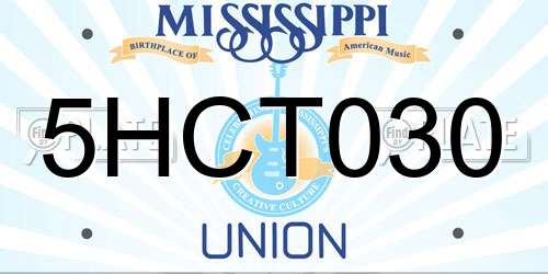 5HCT030 Mississippi License Plate