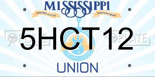 5HCT12 Mississippi License Plate
