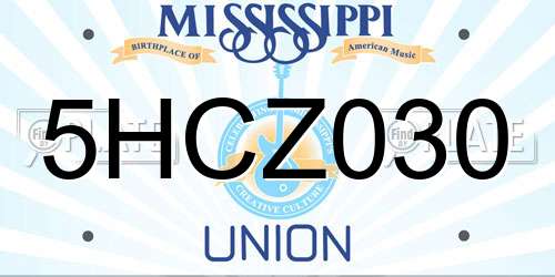 5HCZ030 Mississippi License Plate