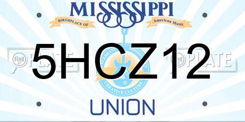 5HCZ12 Mississippi License Plate