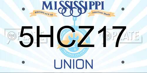 5HCZ17 Mississippi License Plate