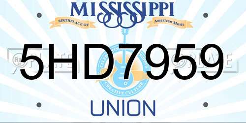 5HD7959 Mississippi License Plate
