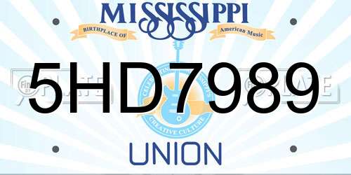 5HD7989 Mississippi License Plate