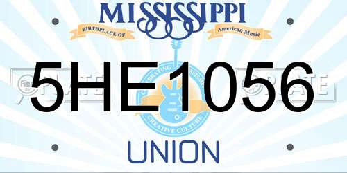 5HE1056 Mississippi License Plate