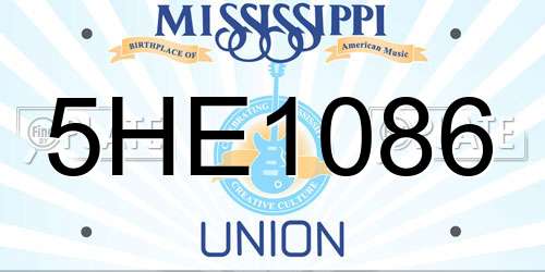 5HE1086 Mississippi License Plate