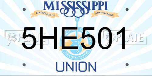 5HE501 Mississippi License Plate
