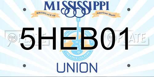 5HEB01 Mississippi License Plate
