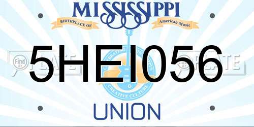 5HEI056 Mississippi License Plate