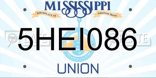 5HEI086 Mississippi License Plate