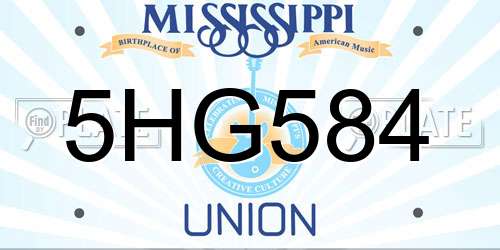 5HG584 Mississippi License Plate
