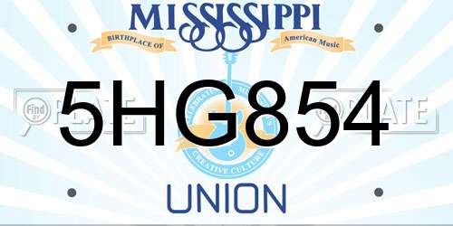 5HG854 Mississippi License Plate