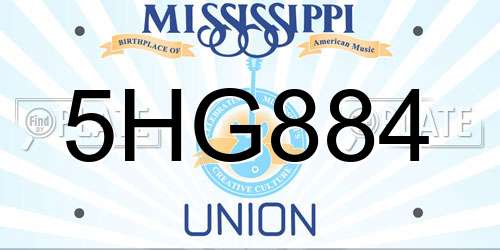 5HG884 Mississippi License Plate